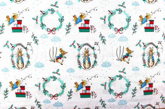 Peter Rabbit Christmas quilting fabric, Peter Rabbit, Beatrix Potter - Price by the Half Metre The Quilt Sanctuary