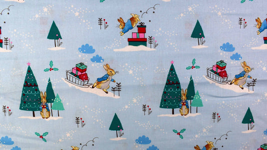 Christmas quilting fabric, Peter Rabbit, Beatrix Potter - Price by the Half Metre The Quilt Sanctuary