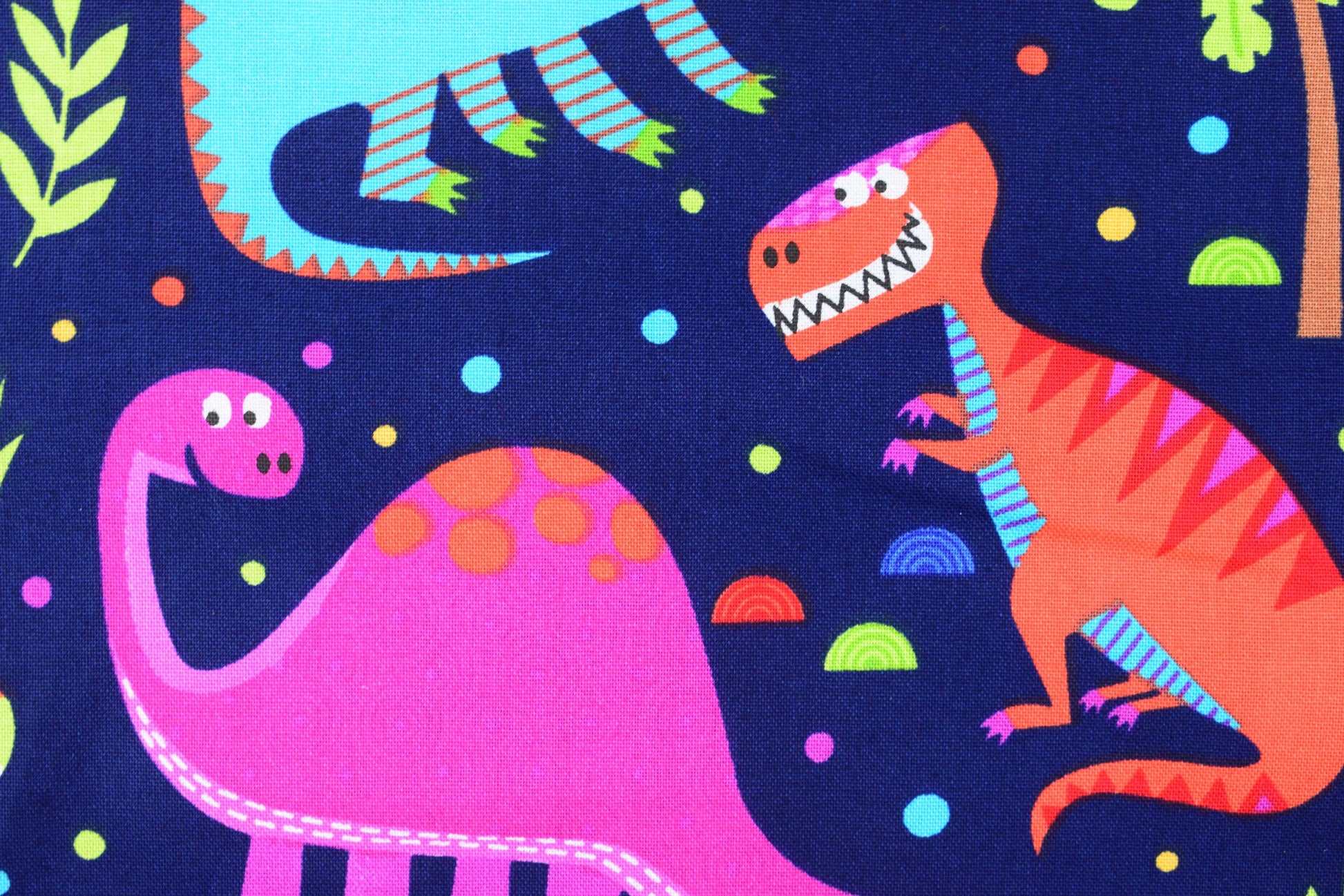 Navy Childrens Dinosaur fabric, Quilting fabric, cotton fabric - Price by the Half Metre The Quilt Sanctuary