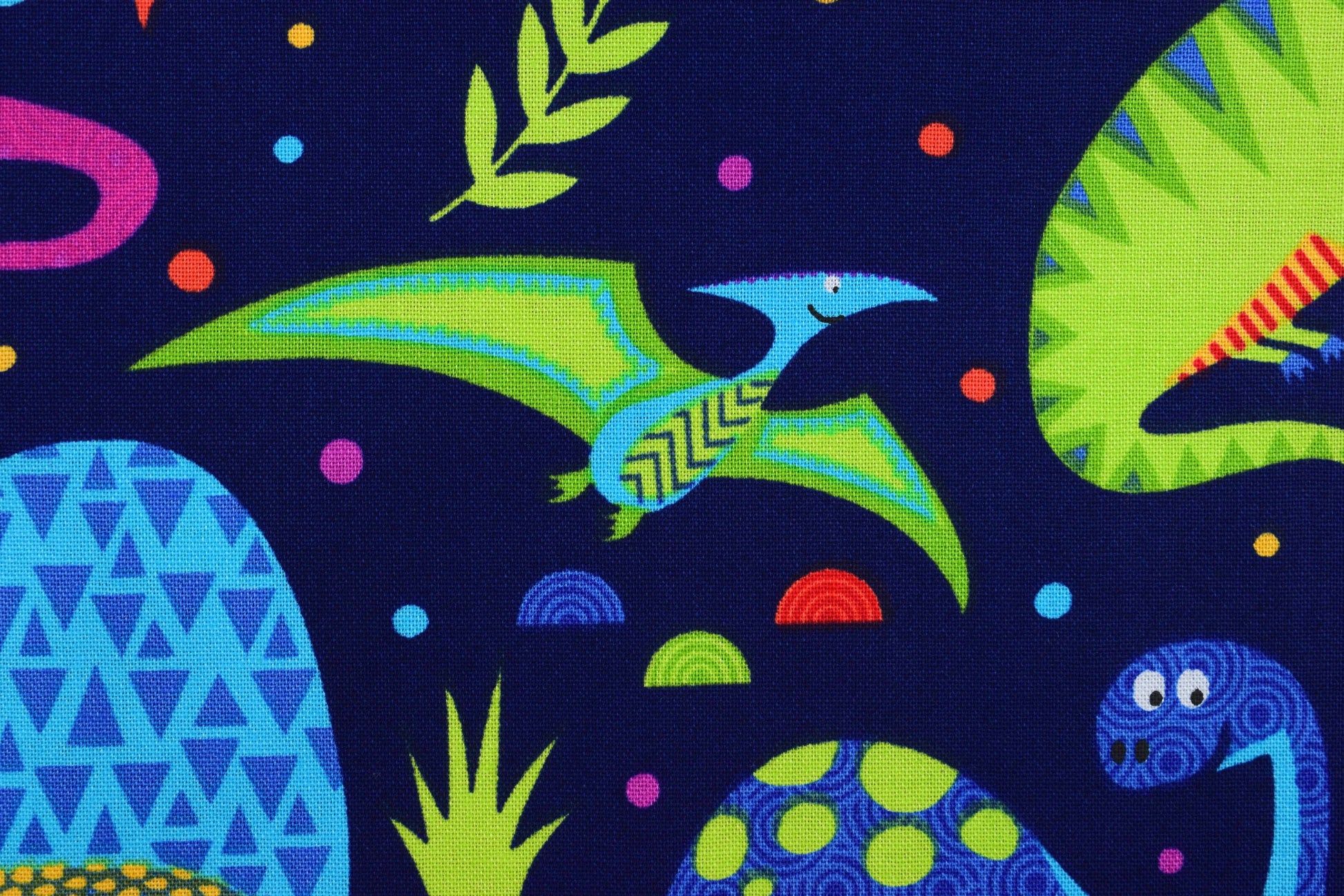 Navy Childrens Dinosaur fabric, Quilting fabric, cotton fabric - Price by the Half Metre The Quilt Sanctuary