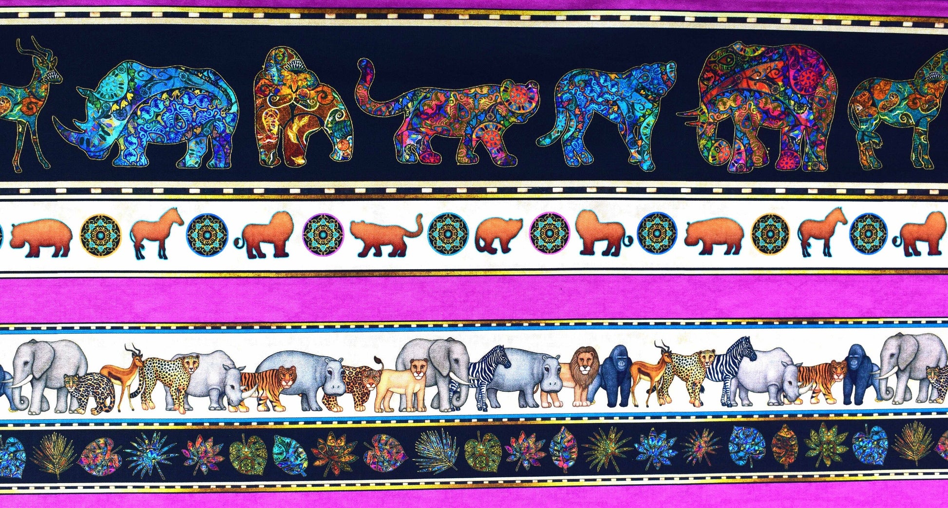 Animal Border fabric, Quilting fabric, cotton fabric, quilting treasures, Serengeti, Price by the Half Metre The Quilt Sanctuary