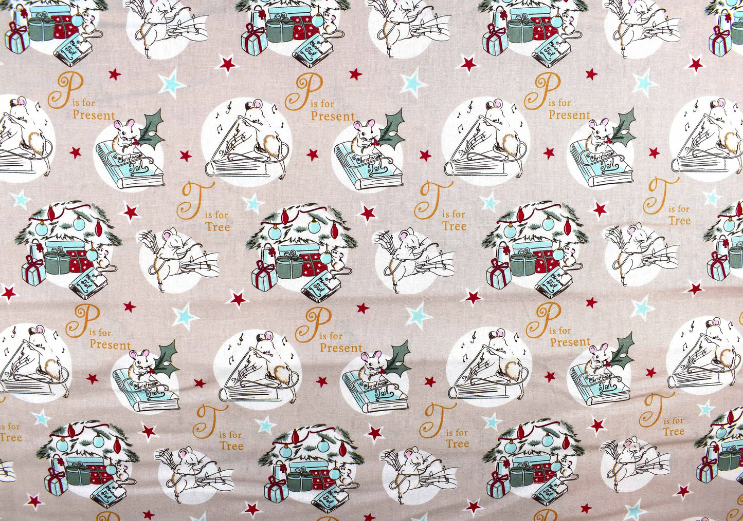 Christmas tree fabric - T is for tree by Debbie Shore - Price by the Half Metre The Quilt Sanctuary
