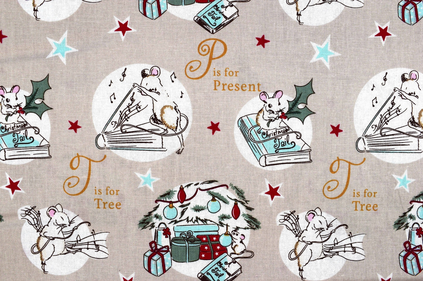 Christmas tree fabric - T is for tree by Debbie Shore - Price by the Half Metre The Quilt Sanctuary