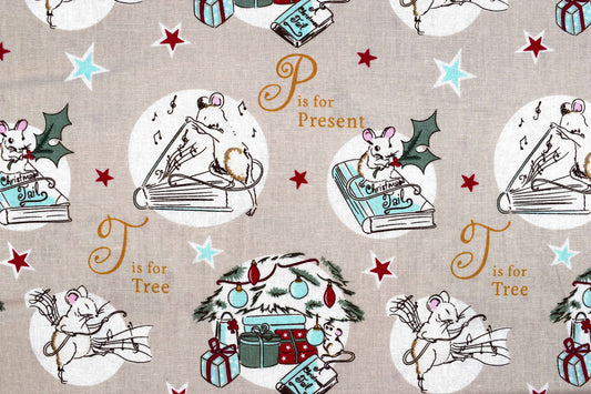 Christmas tree fabric - T is for tree by Debbie Shore - Price by the Half Metre The Quilt Sanctuary