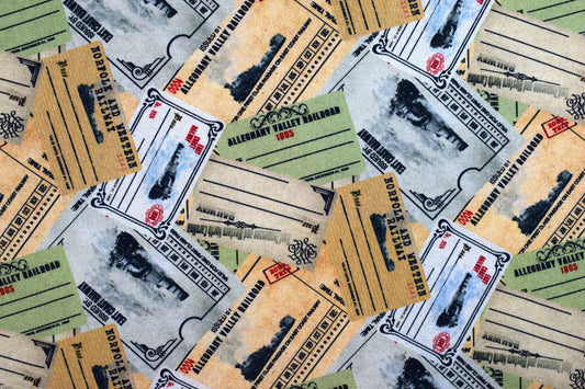 Train Ticket fabric, Quilting fabric, cotton fabric, Autumn Steam - Price by the Half Metre The Quilt Sanctuary