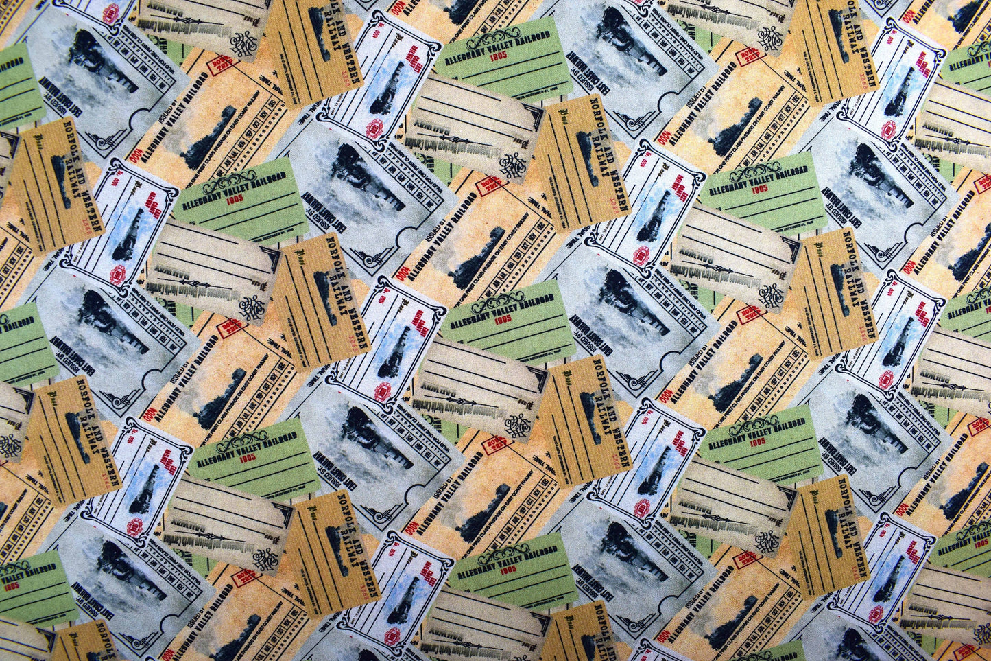 Train Ticket fabric, Quilting fabric, cotton fabric, Autumn Steam - Price by the Half Metre The Quilt Sanctuary