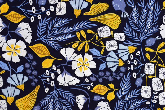 Navy floral fabric, Quilting fabric, cotton fabric, Dear Stella fabric - Price by the Half Metre The Quilt Sanctuary