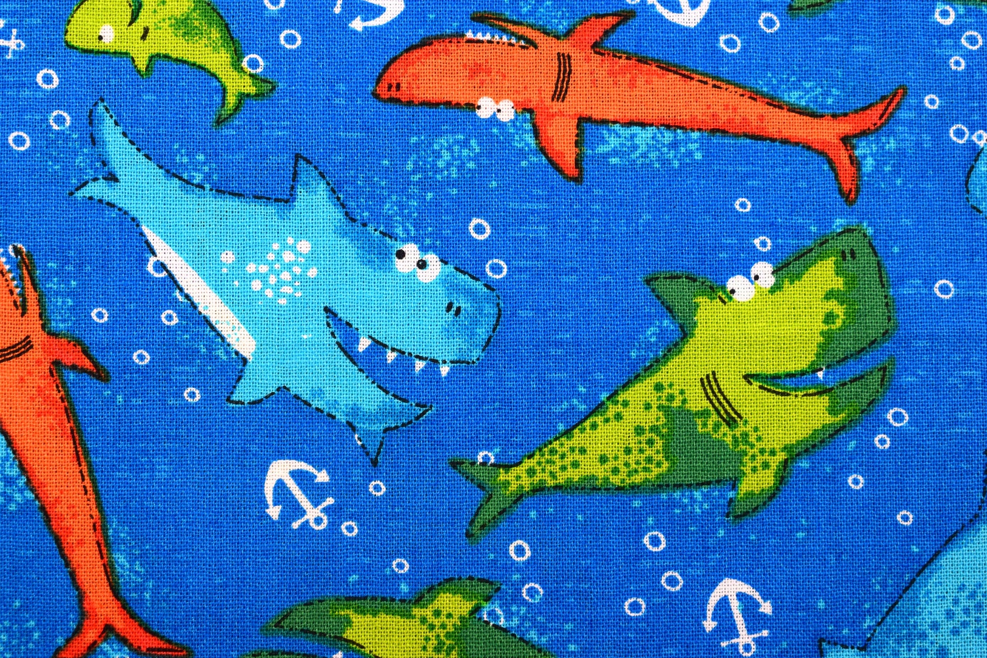 childrens Shark fabric, Quilting fabric, cotton fabric Childrens fabric - Price by the Half Metre The Quilt Sanctuary