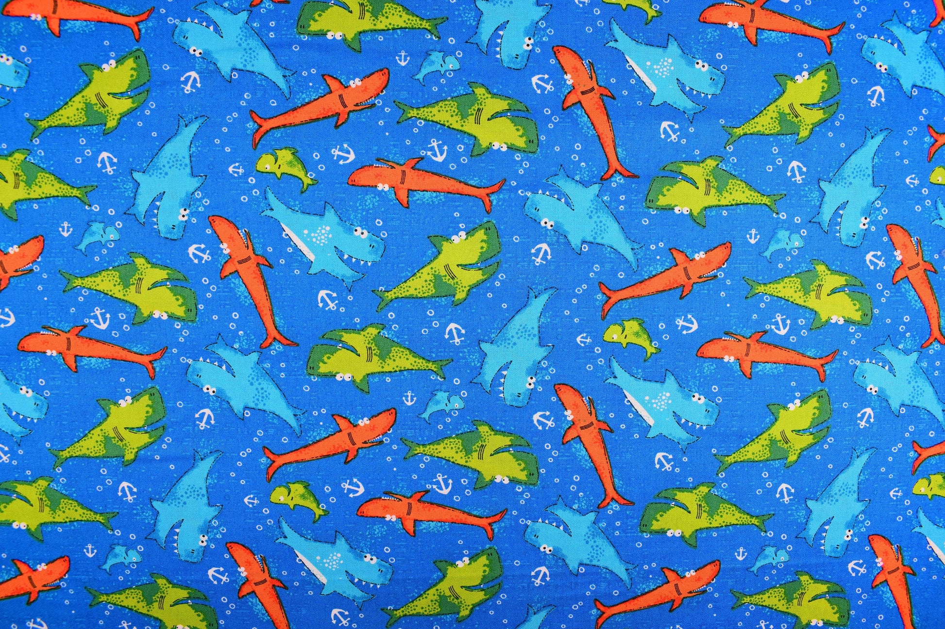 childrens Shark fabric, Quilting fabric, cotton fabric Childrens fabric - Price by the Half Metre The Quilt Sanctuary
