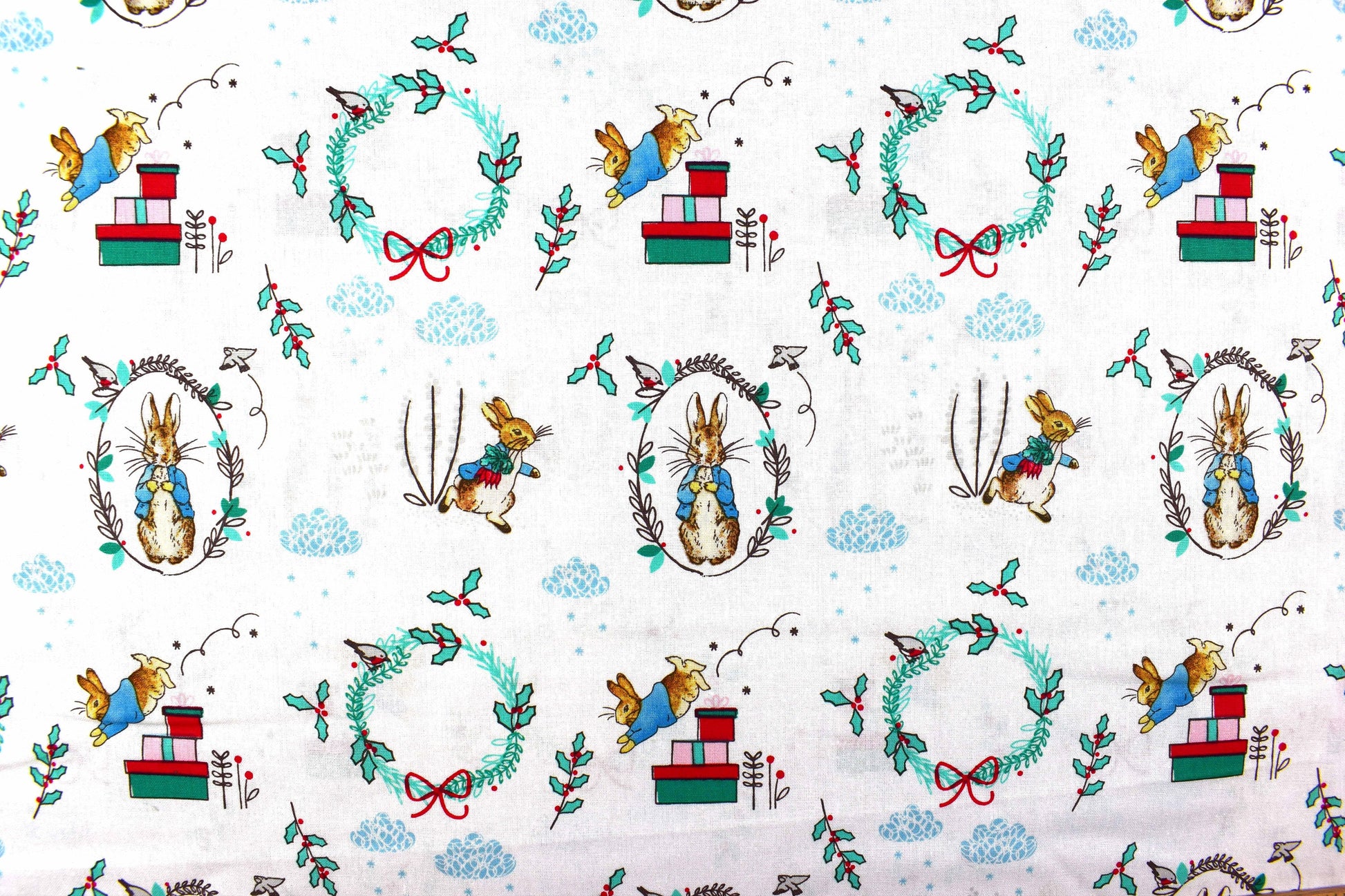 Peter Rabbit Christmas fabric collection, quilting fabric, Peter Rabbit bundle The Quilt Sanctuary