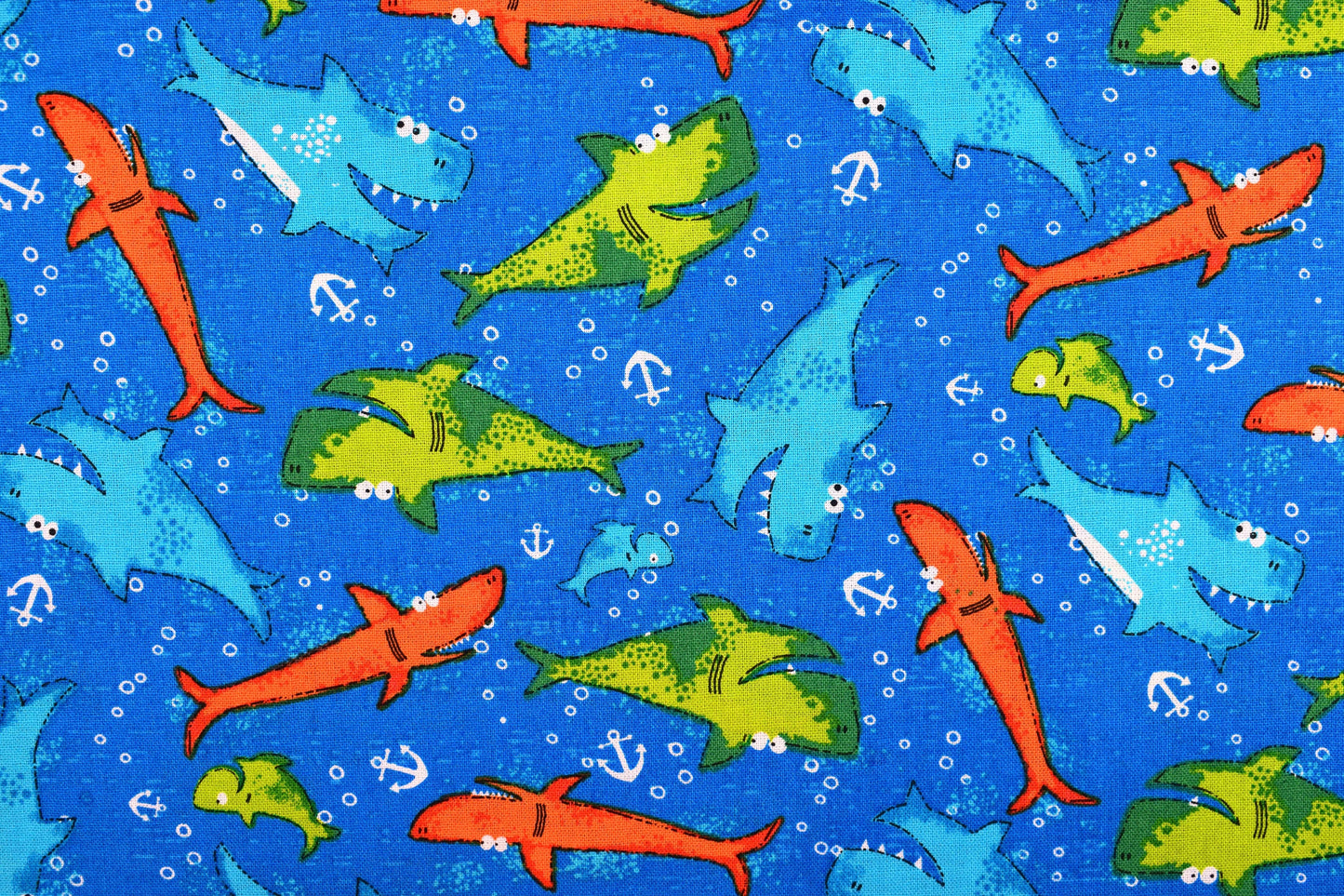 childrens Shark fabric, Quilting fabric, cotton fabric Childrens fabric - Price by the Half Metre The Quilt Sanctuary