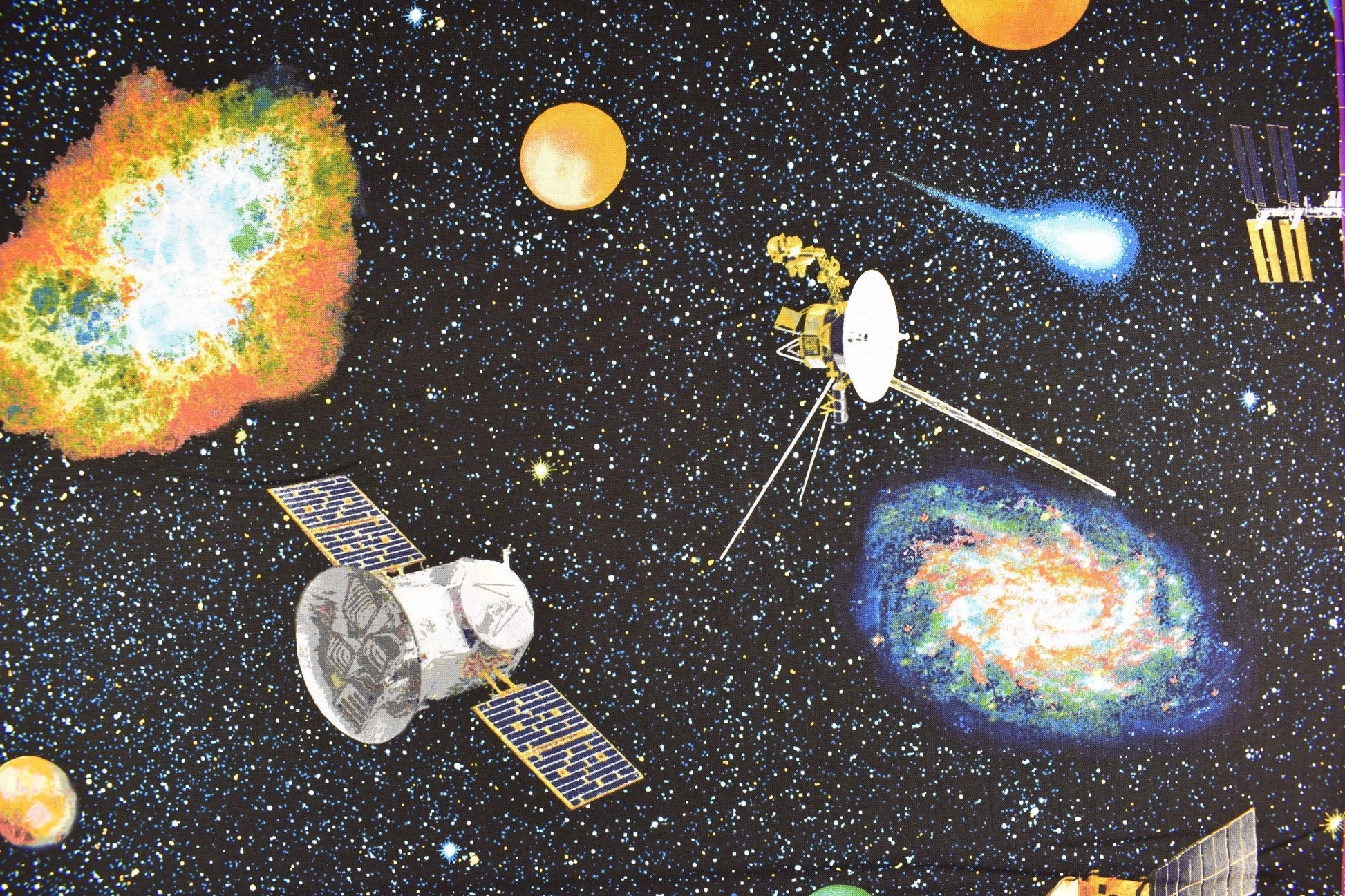 Space fabric, space fabric, Quilting fabric, cotton fabric, planetary mission- Price by the Half Metre The Quilt Sanctuary