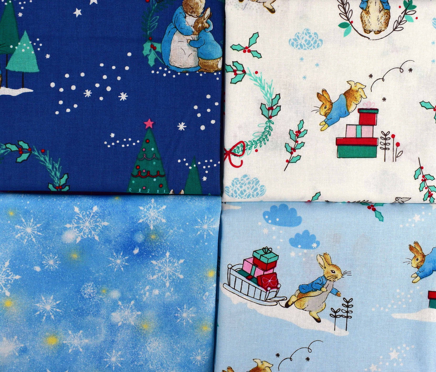 Peter Rabbit Christmas fabric collection, quilting fabric, Peter Rabbit bundle The Quilt Sanctuary