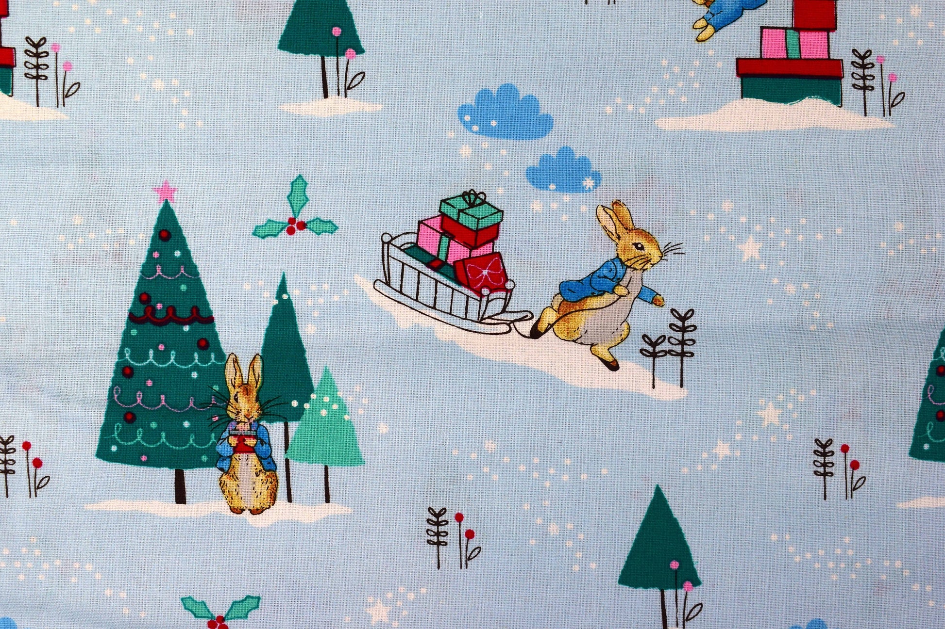 Peter Rabbit Christmas fabric collection, quilting fabric, Peter Rabbit bundle The Quilt Sanctuary