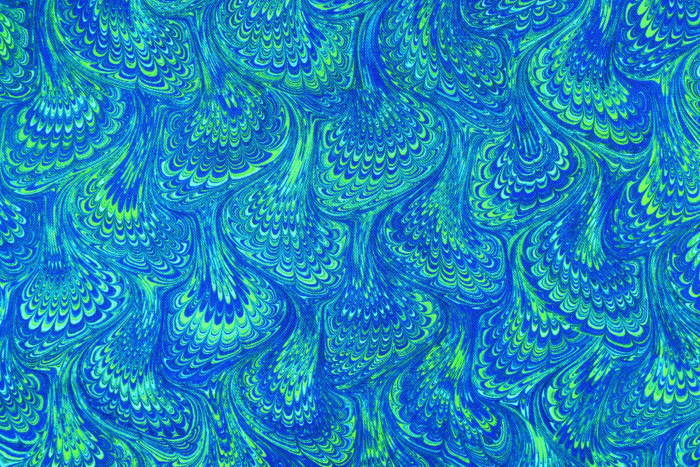 Blue Marbled paper quilting fabric, Library of Rarities robert Kaufman, Price by the Half Metre The Quilt Sanctuary