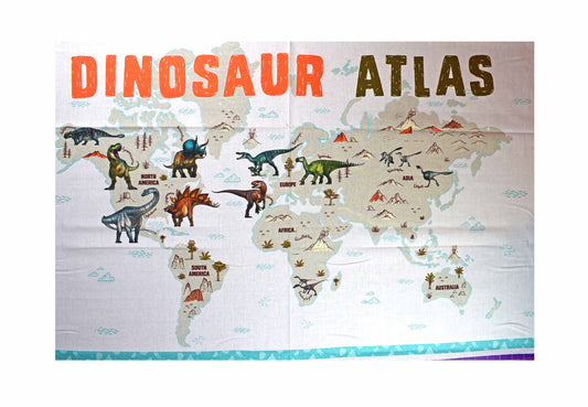 Dinosaur Atlas fabric panel, Natural history Museum, Quilting fabric The Quilt Sanctuary