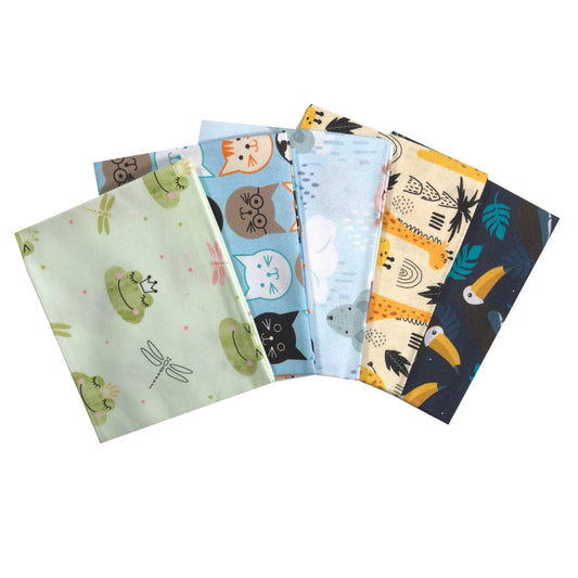 Cute Animal fat Quarter Bundle, cat fabric, dog fabric, quilting fabric The Quilt Sanctuary