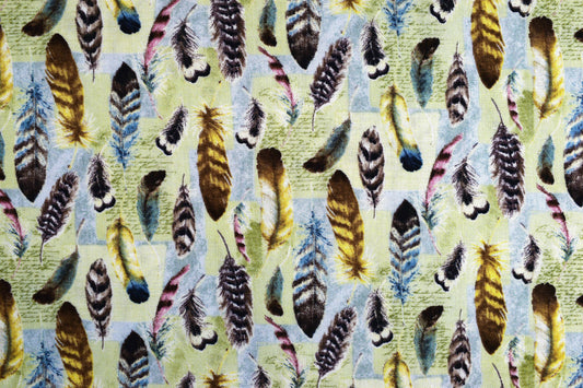 Feathers fabric, bird feathers, Quilting fabric, cotton fabric, Forest study - Price by the Half Metre The Quilt Sanctuary