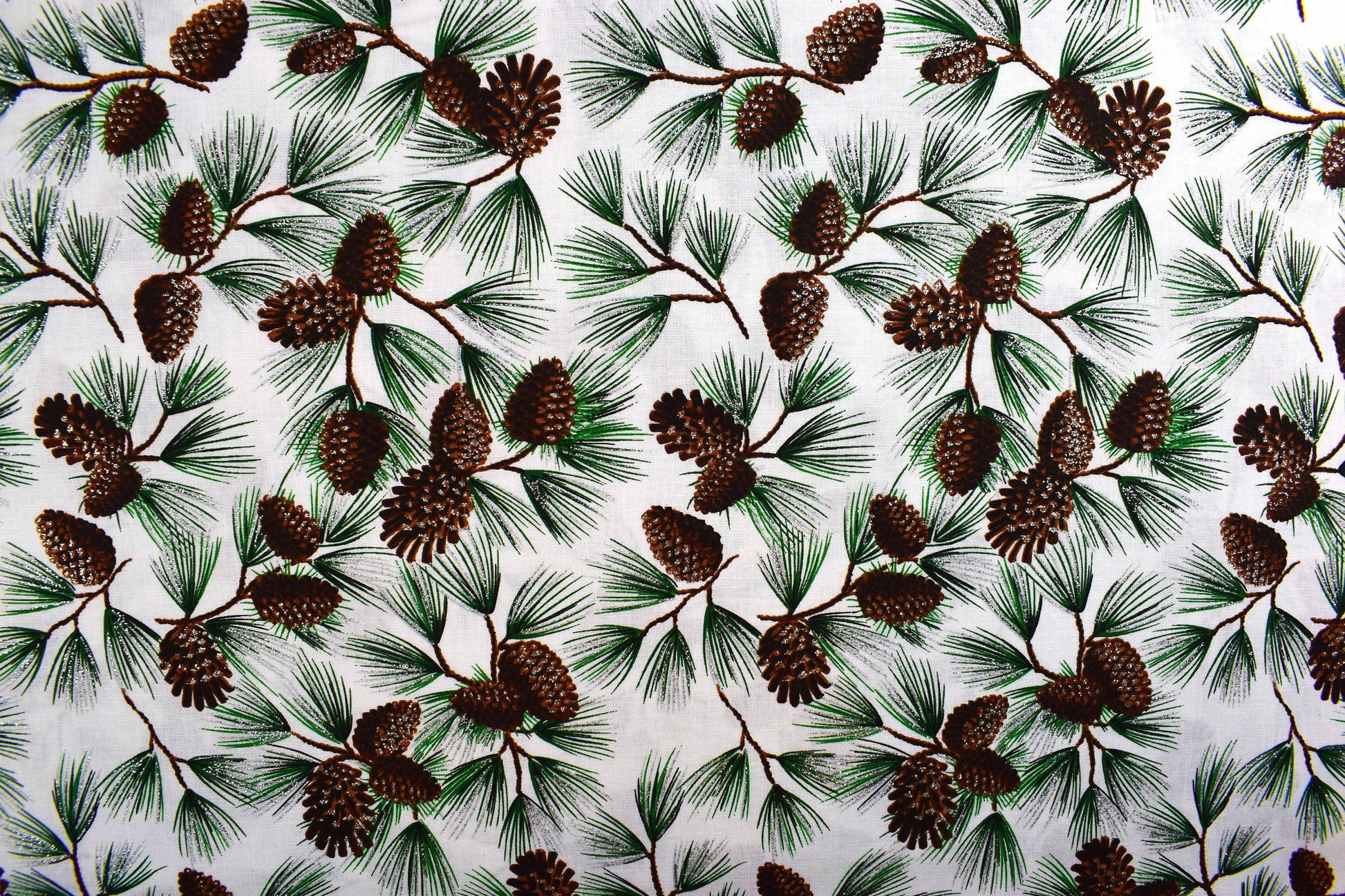 Christmas Pinecone Fabric, Christmas Glitter fabric - Price by the Half Metre The Quilt Sanctuary