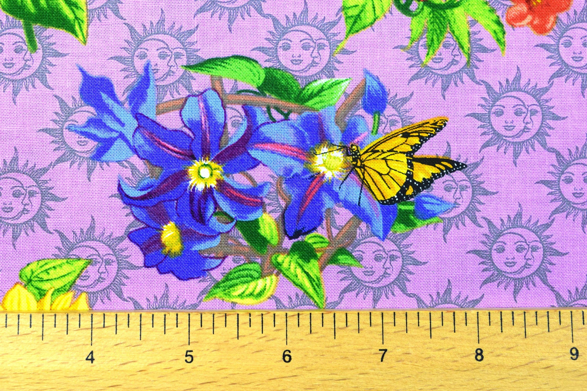 Floral Sundial Fabric, Cotton Quilting fabric, Old farmers Almanac - Price by the Half Metre The Quilt Sanctuary