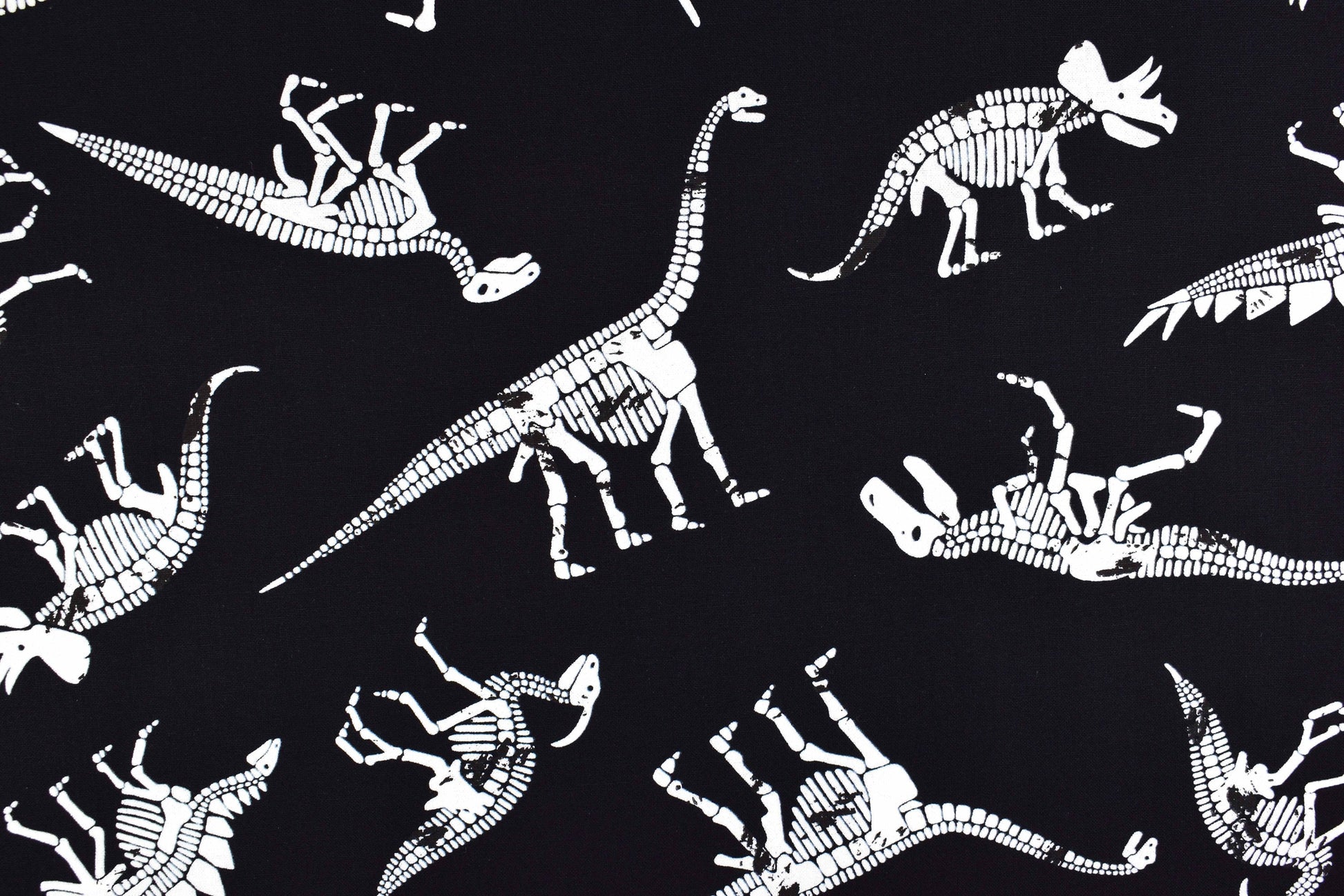 Glow in the dark dinosaur Fabric, Quilting fabric, cotton fabric, Dinosaur Bones Price by the Half Metre The Quilt Sanctuary