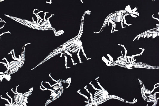 Glow in the dark dinosaur Fabric, Quilting fabric, cotton fabric, Dinosaur Bones Price by the Half Metre The Quilt Sanctuary