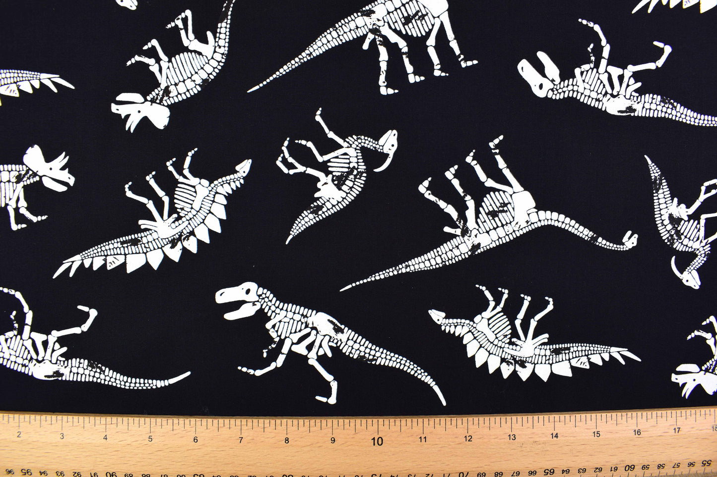 Glow in the dark dinosaur Fabric, Quilting fabric, cotton fabric, Dinosaur Bones Price by the Half Metre The Quilt Sanctuary