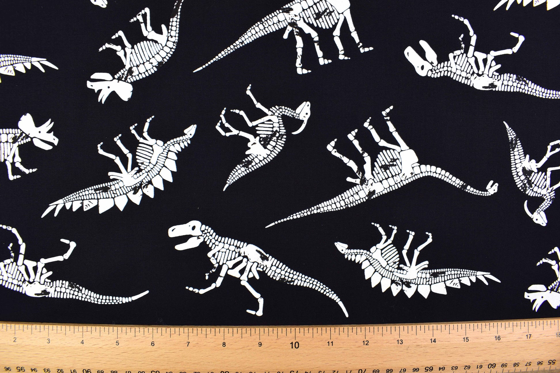 Glow in the dark dinosaur Fabric, Quilting fabric, cotton fabric, Dinosaur Bones Price by the Half Metre The Quilt Sanctuary