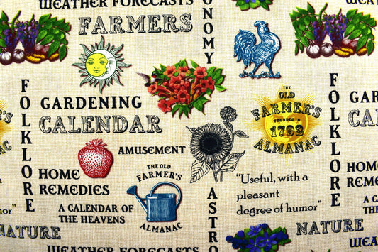 old farmers almanac Fabric, Cotton Quilting fabric, - Price by the Half Metre The Quilt Sanctuary