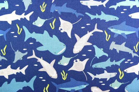 Shark fabric, Quilting fabric, cotton fabric, Riley Blake designs - Price by the Half Metre The Quilt Sanctuary