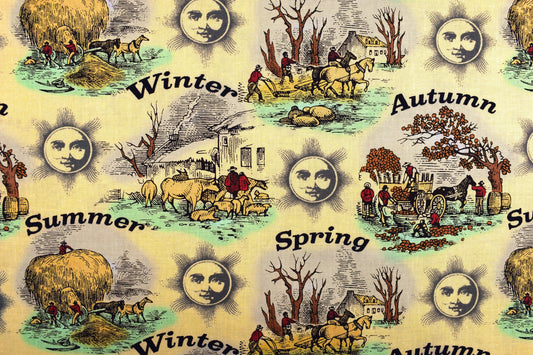 Four Seasons fabric, quilting fabric, old farmers almanac - Price by the Half Metre The Quilt Sanctuary