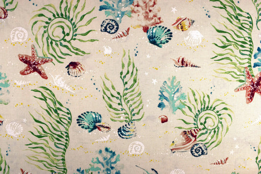 Sea Shell Fabric, cotton quilting fabric, Sunset Coast - Price by the Half Metre The Quilt Sanctuary