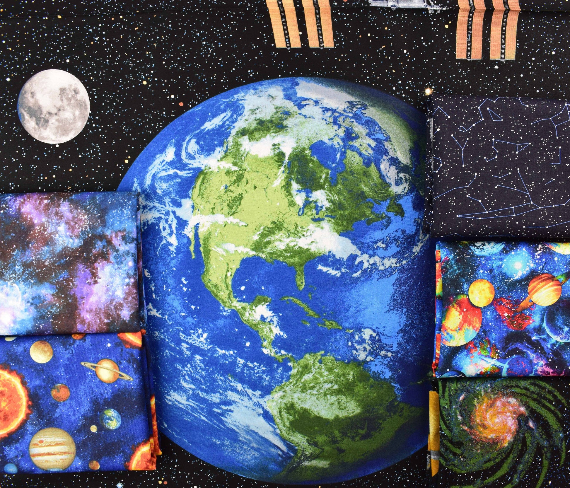 Space fabric bundle, outer space fabric collection, Quilting fabrics , cotton fabric, The Quilt Sanctuary