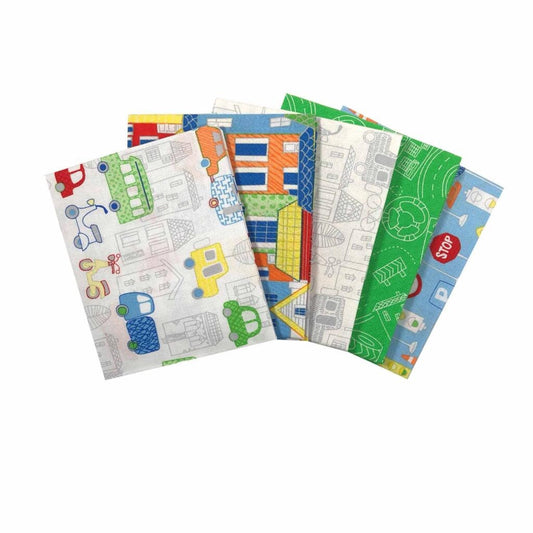 Toy car fat Quarter Bundle, childrens fabric, quilting fabric The Quilt Sanctuary