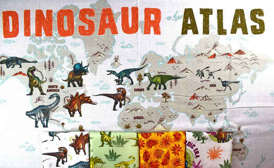 Dinosaur quilting bundle, Quilting Panel, Quilting fabric, cotton fabric, prehistoric fabric, dinosaur fabric, childrens fabric The Quilt Sanctuary