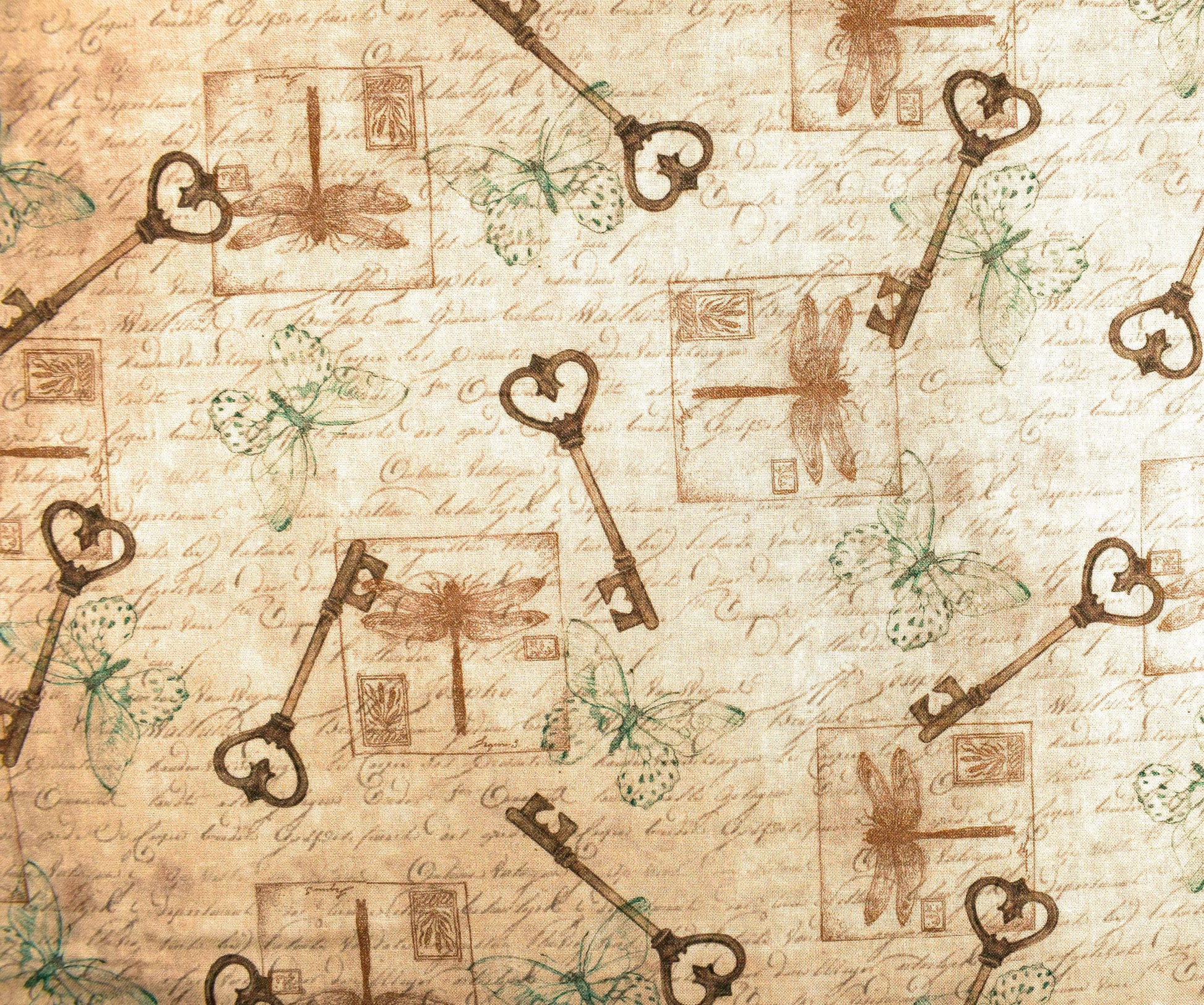 Keys to the garden fabric collection, country garden, cotton fabric, victorian style The Quilt Sanctuary