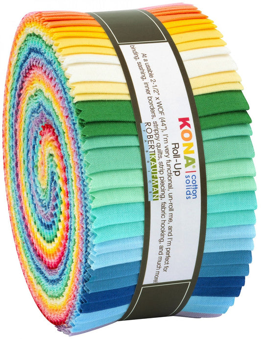 Kona cotton solids, Quilting fabric, Kona Roll up 1930's palette RU-905-40, Kona Jelly roll The Quilt Sanctuary