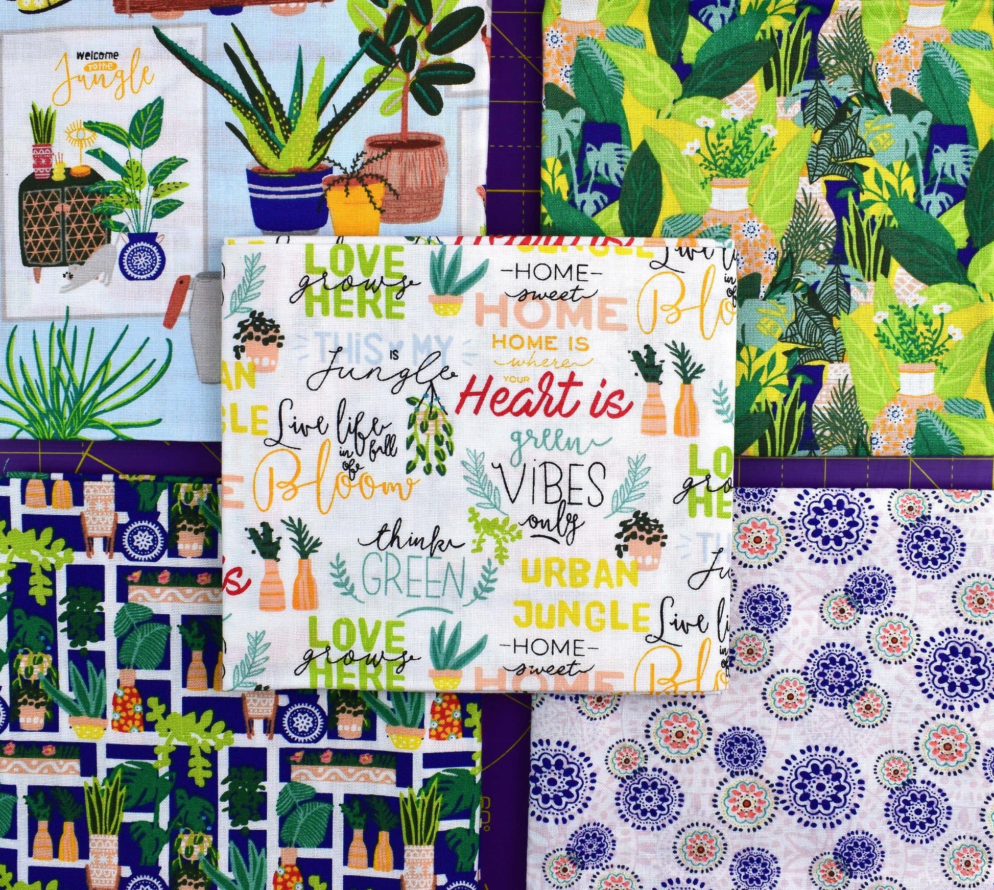 gardening fat Quarter Bundle, green vibes, quilting fabric, cotton fabric The Quilt Sanctuary