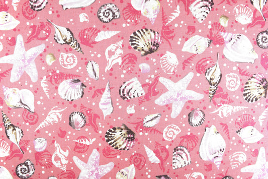 starfish and Shell Fabric, cotton quilting fabric, Sunset Coast - Price by the Half Metre The Quilt Sanctuary