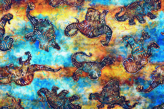 Dinosaur prints, Quilting fabric, cotton fabric, prehistoric - Price by the Half Metre The Quilt Sanctuary