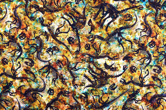 Fossil Fabric, Quilting fabric, cotton fabric, Dinosaur Bones, Prehistoric - Price by the Half Metre The Quilt Sanctuary