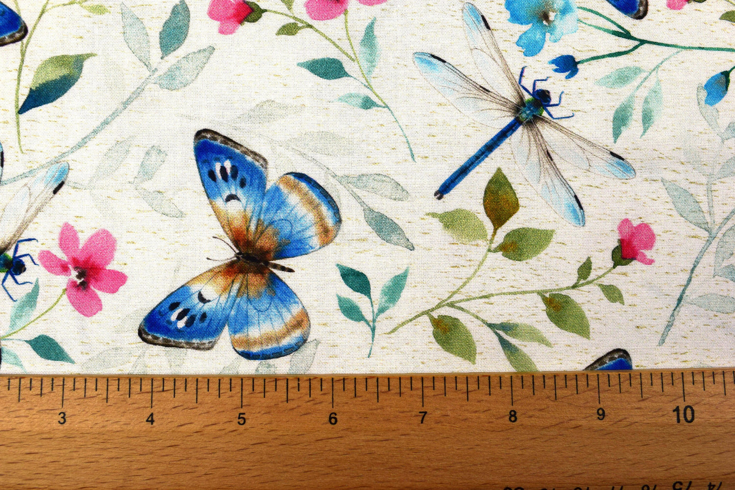 Butterfly fabric, cotton butterfly and dragonfly fabric, quilting fabric,wildflower farm - Price by the Half Metre The Quilt Sanctuary