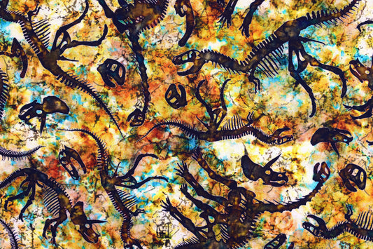 Fossil Fabric, Quilting fabric, cotton fabric, Dinosaur Bones, Prehistoric - Price by the Half Metre The Quilt Sanctuary