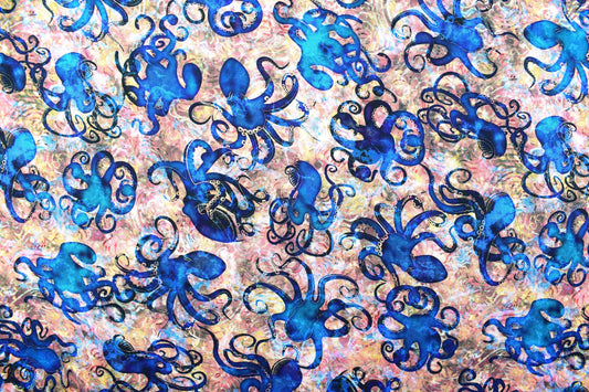 Octopus Fabric, Quilting fabric, cotton fabric, quilting treasures, Aquatica - Price by the Half Metre The Quilt Sanctuary