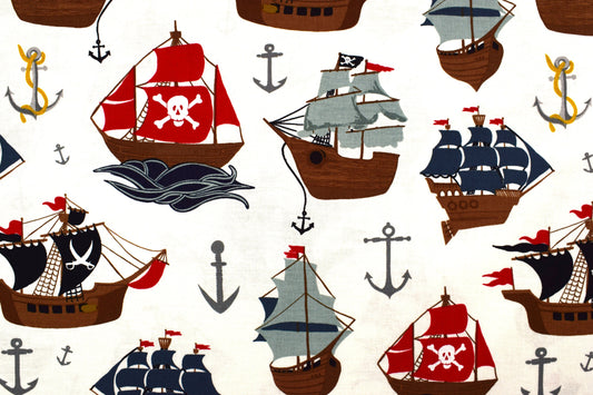 Pirate ship fabric, quilting fabric, Pirates tale, Riley Blake Design - Price by the Half Metre The Quilt Sanctuary