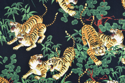 Tiger fabric, oriental cotton quilting fabric, Imperial collection Robert Kaufman - Price by the Half Metre The Quilt Sanctuary