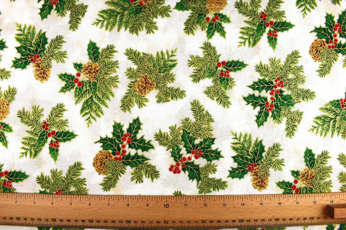 Cream Holly Christmas fabric - Holiday Flourish by Robert Kaufman - Price by the Half Metre The Quilt Sanctuary