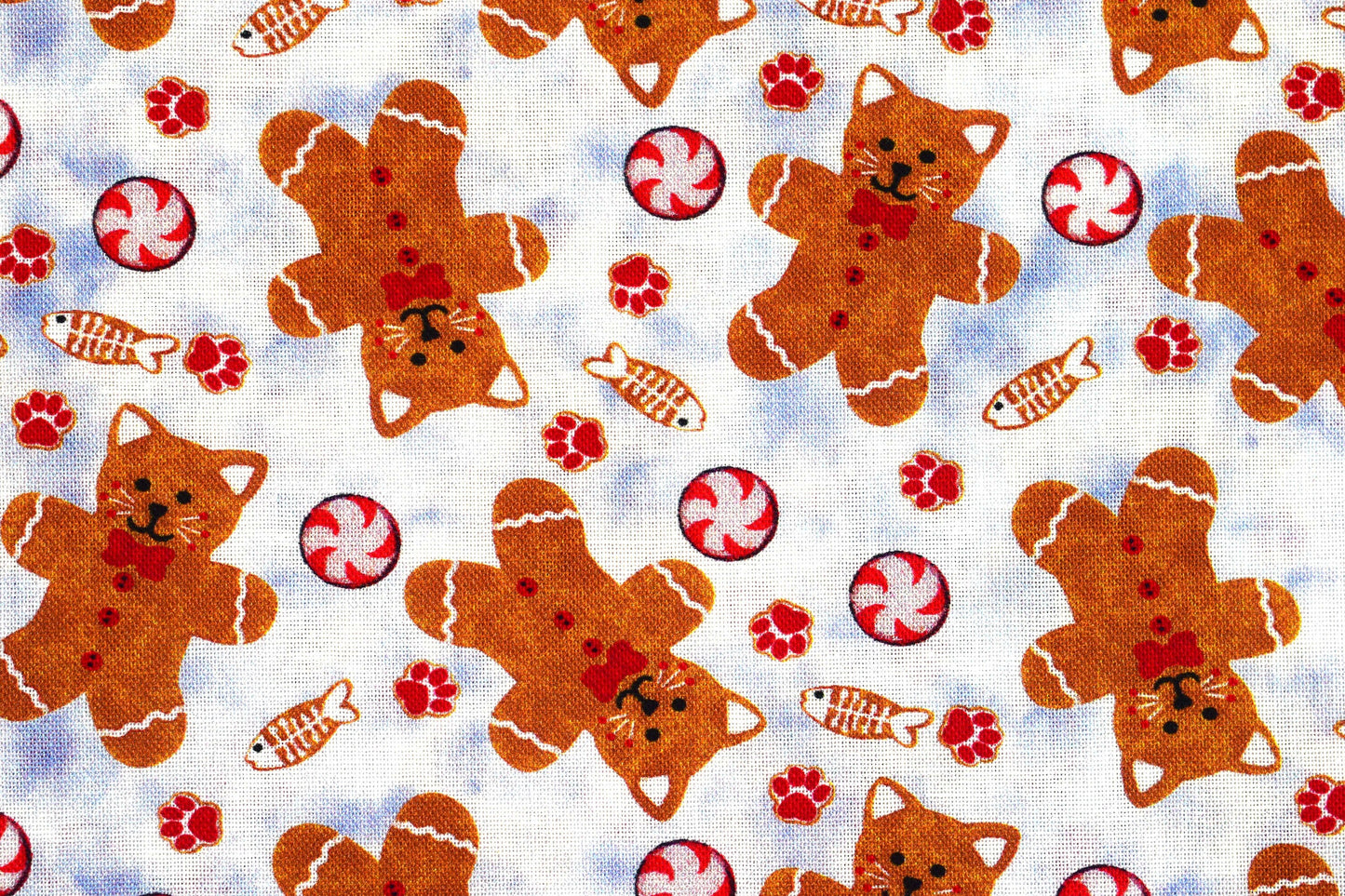 Gingerbread Kittens fabric, Kitten Christmas, cotton quilting fabric - Price by the Half Metre The Quilt Sanctuary