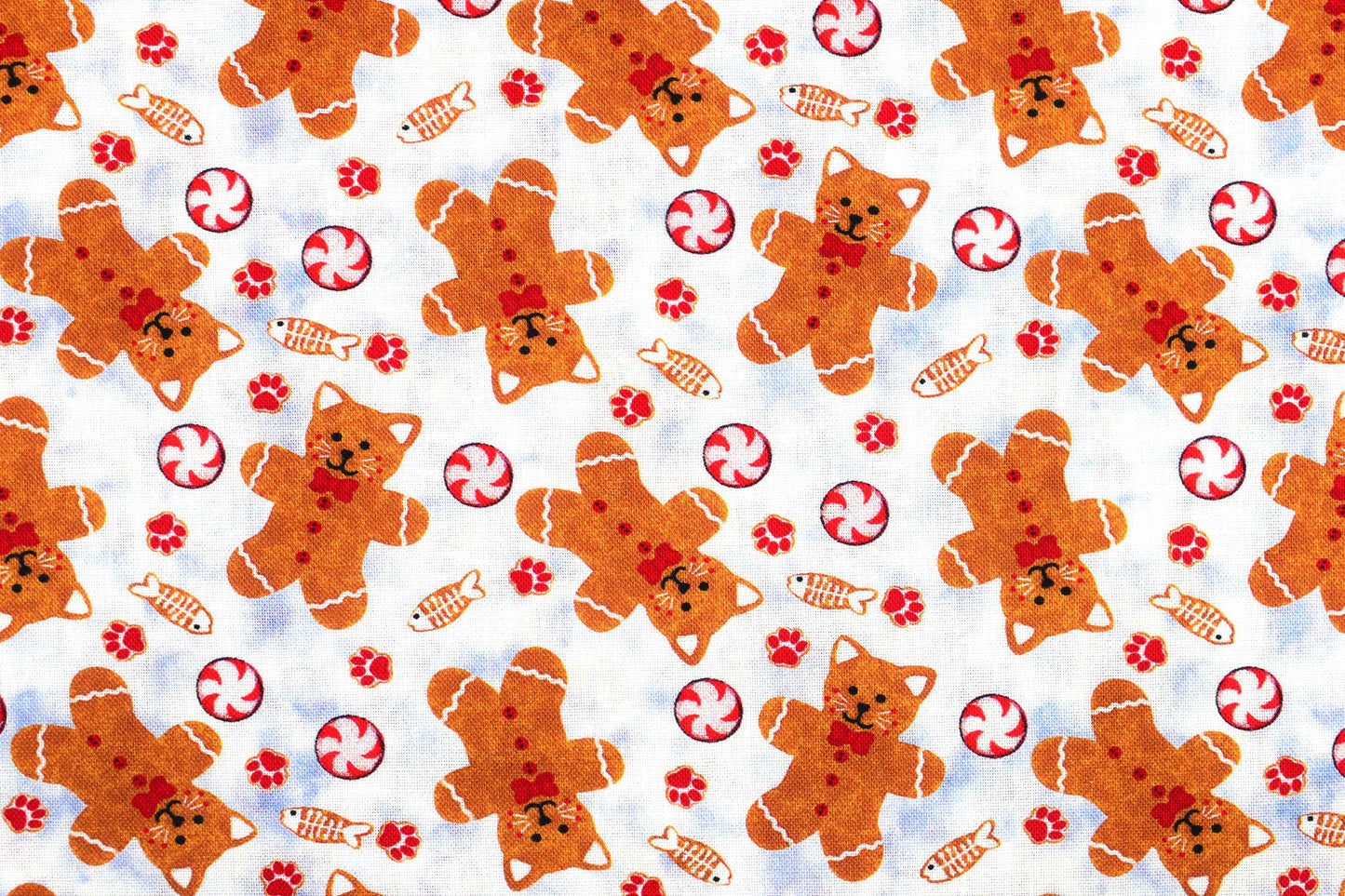 Gingerbread Kittens fabric, Kitten Christmas, cotton quilting fabric - Price by the Half Metre The Quilt Sanctuary