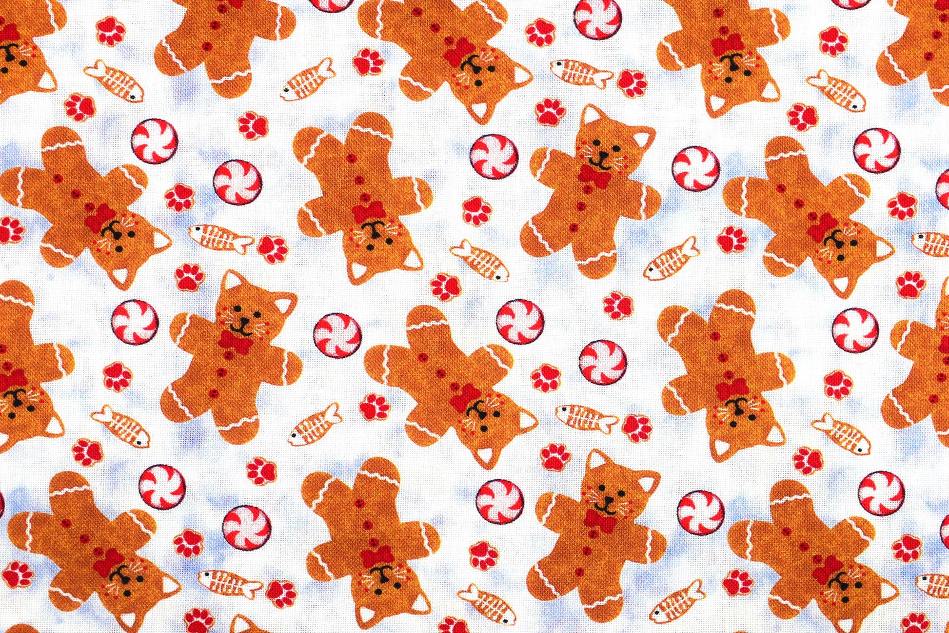 Gingerbread Kittens fabric, Kitten Christmas, cotton quilting fabric - Price by the Half Metre The Quilt Sanctuary